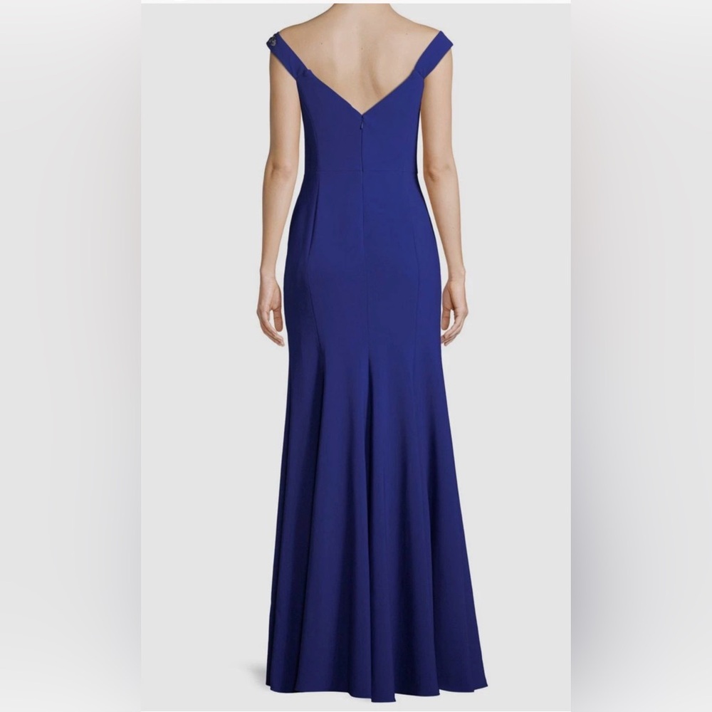 Marchesa Notte Blue Floral Embroidered Long Formal Evening Gown Dress - Picture 4 of 17
